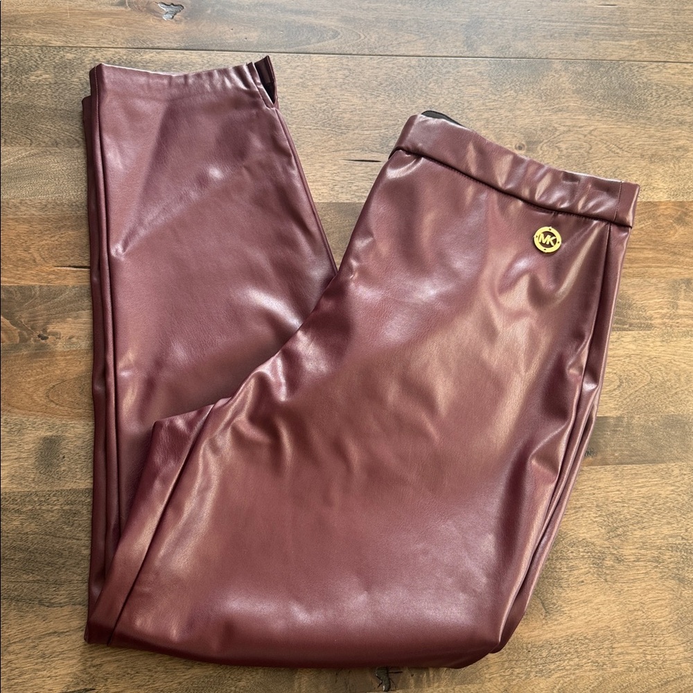 MICHAEL Michael Kors Maroon Faux Leather Pants